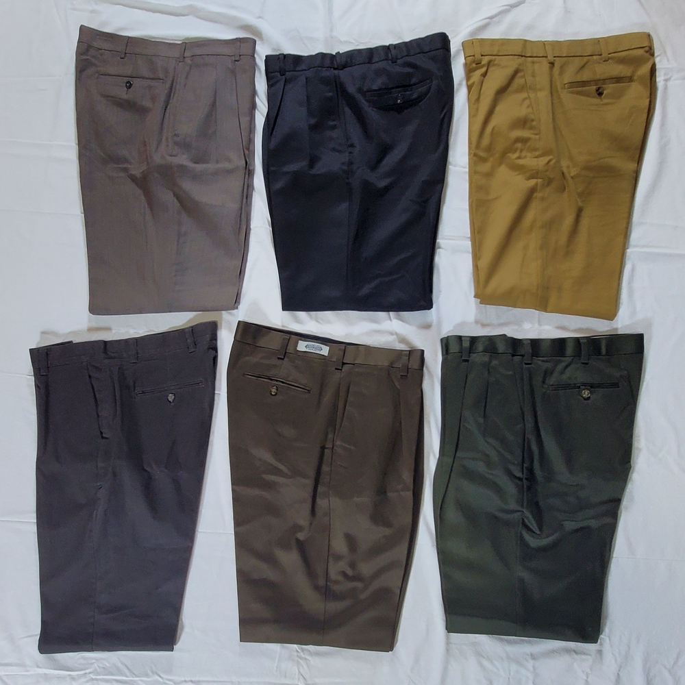 Lot Of 6 Men's Classic Fit Dress Pants - Assorted Colors. 36/32